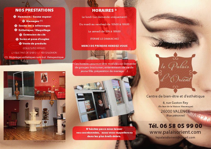 Le Palais d'Orient -Création graphique Dépliant
