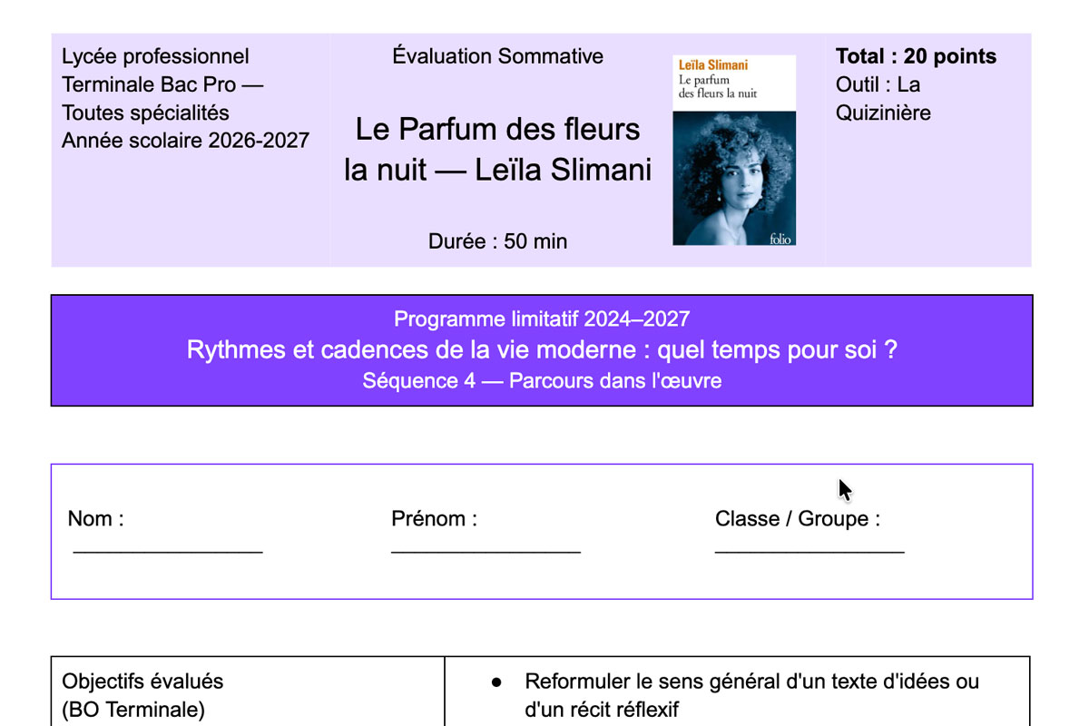 Évaluation Lettre Terminales – Rythmes et cadences de la vie moderne : quel temps pour soi
