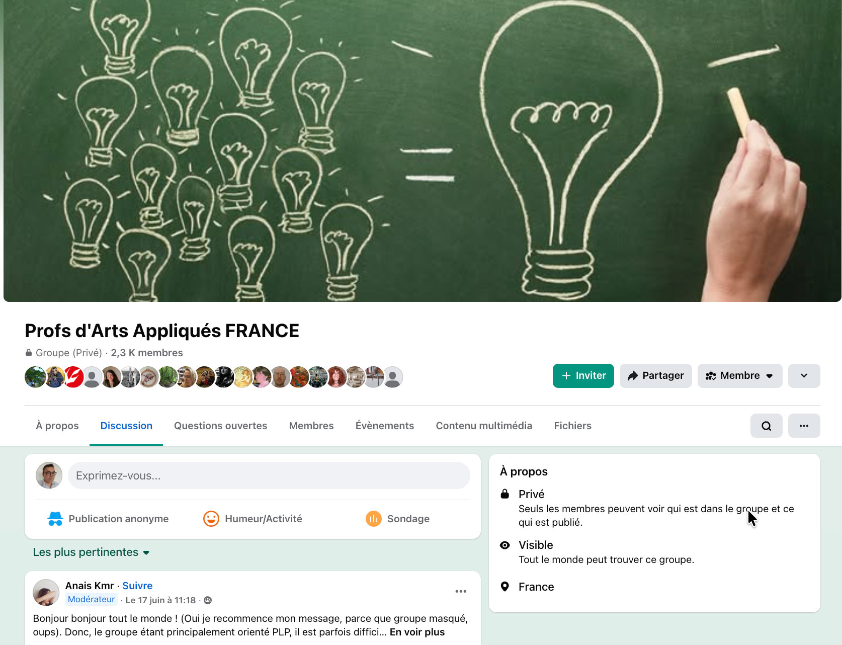 Groupe FAcebook Arts appliqués